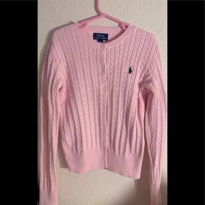 girls polo ralph lauren cardigan, light pink, smoke free home